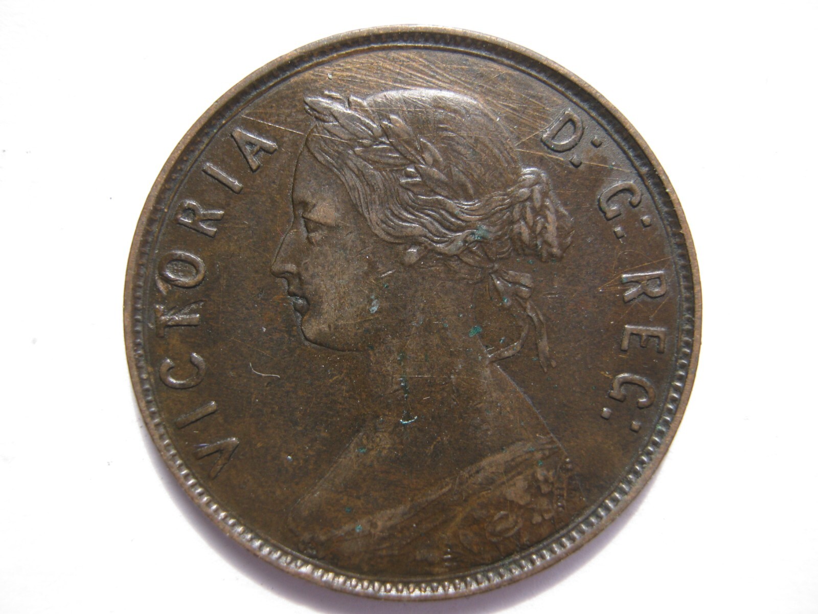Canada Newfoundland 1865 bronze One Cent VF graffiti