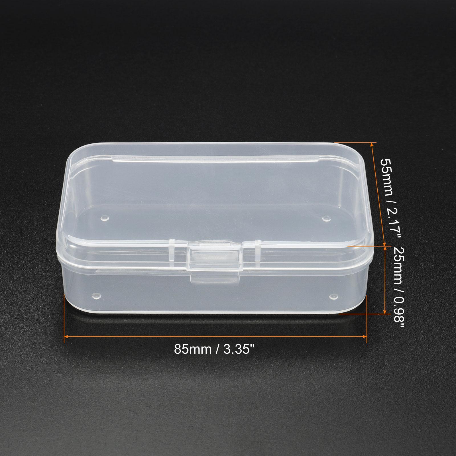 12pcs Clear Storage Container w Hinged Lid 75x50x21mm Plastic Rectangular Box