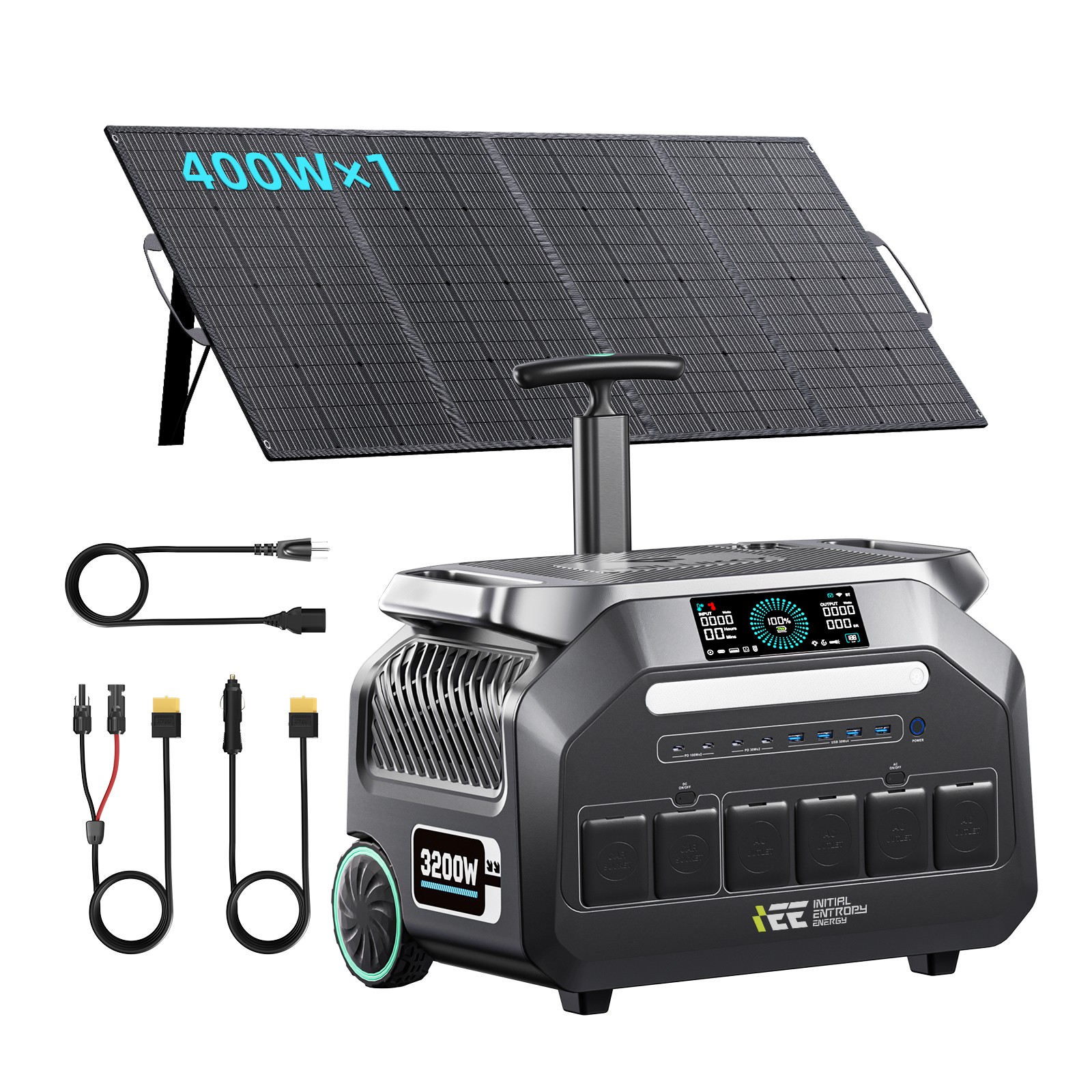 2048 Wh Power Station 3200W Generator with 1*400W Solar Panel IEE P3200 LiFePO4