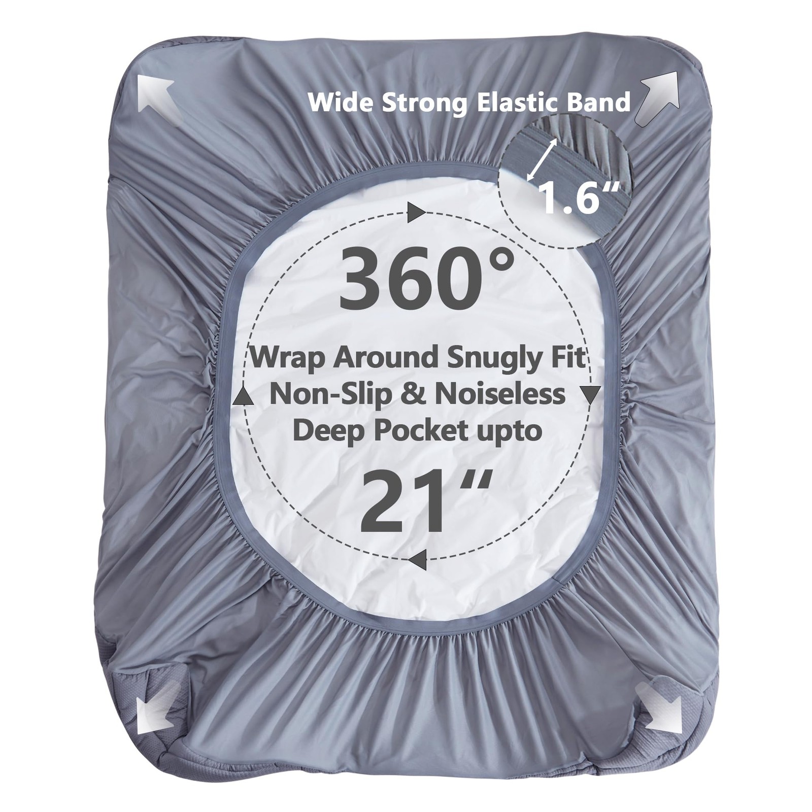 ELVEN HOME King Size Mattress Pad Waterproof, Cooling King, Grey