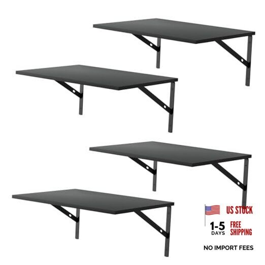Deep Floating Wall Shelves - 4 Sets of 12 Inch Wide Black Wood Black Shelves