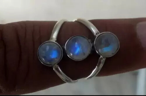 Rainbow Moonstone 925 Sterling Silver Handmade Statement Ring All Size R21