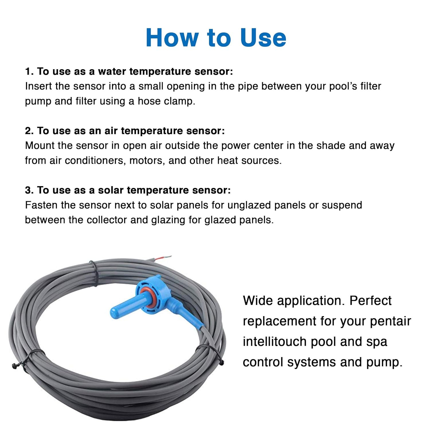 520272 Air/Water/Solar Temperature Sensor with 20-Feet Cable Replacement Pool/Sp