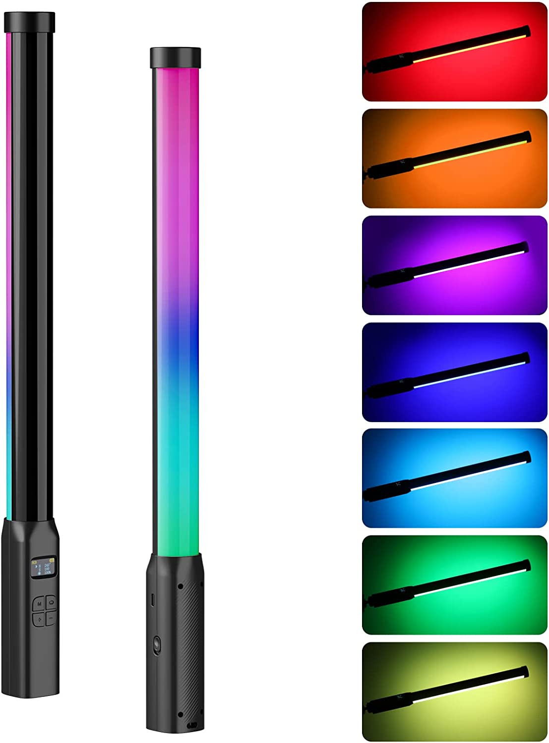 RGB LED Video Light Wand Rechargeable 2600mAh Dimmable Stick for Photography