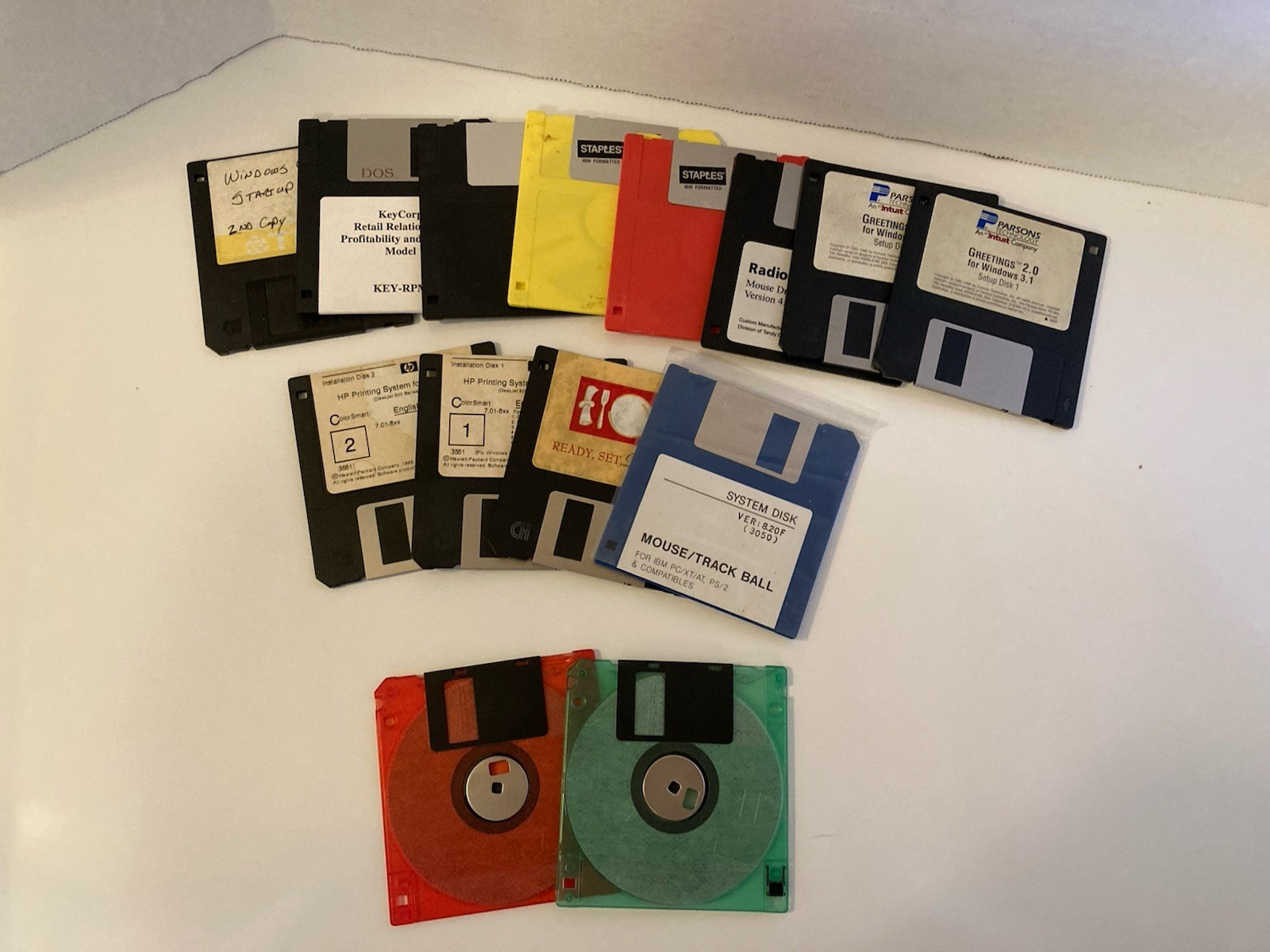3.5” Computer Floppy Disks Hewlett-Packard Packard, IBM, DOS, Parsons +Lot Of 14