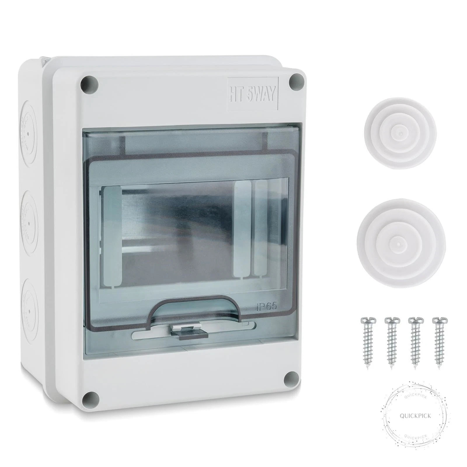 5 Way Circuit Breaker Box, IP65 Distribution Protection Box with Din Rail Abs Pl
