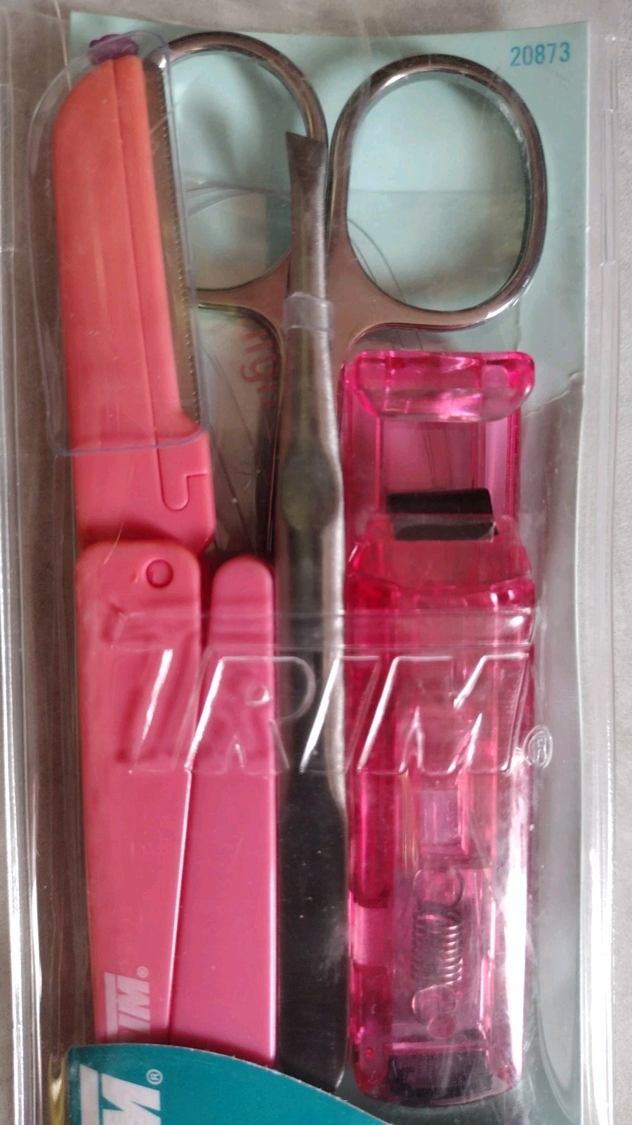 Trim LASH & BROW KIT Beauty Tool w 3 Brow Stencils Scissors Tweezers Curler PINK