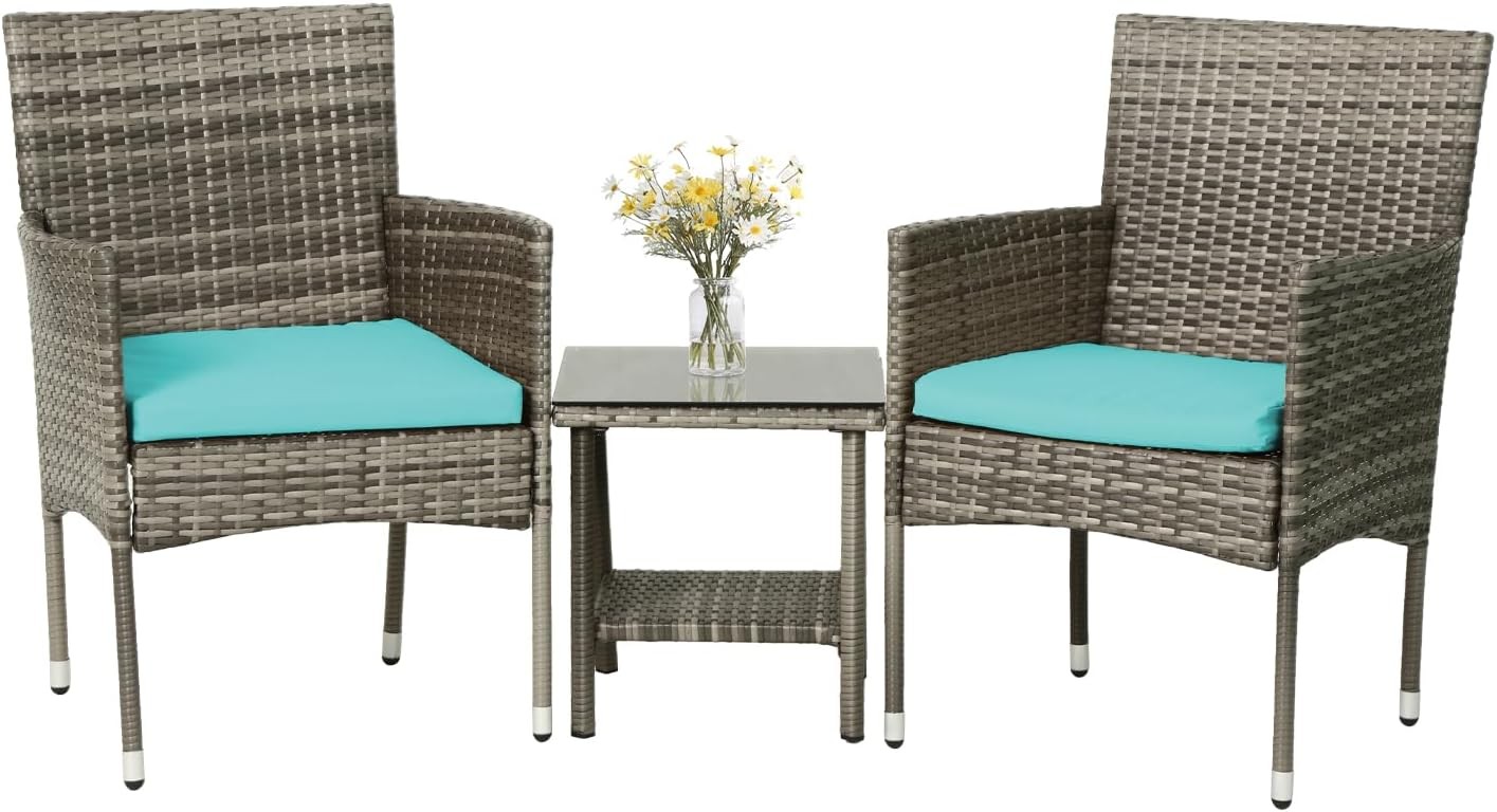 PayLessHere Set of 3  Furniture Set Patio Furniture Set Gray Conversation Set