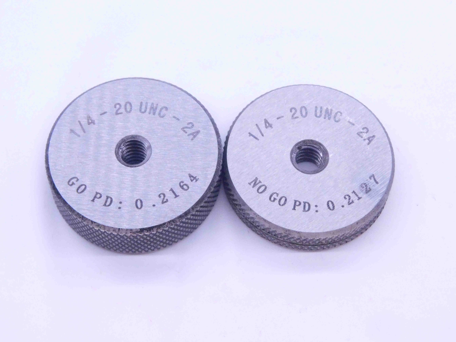 NEW 1/4 20 UNC 2A SOLID THREAD RING GAGES .25 GO NO GO P.D.'S = .2164 & .2127
