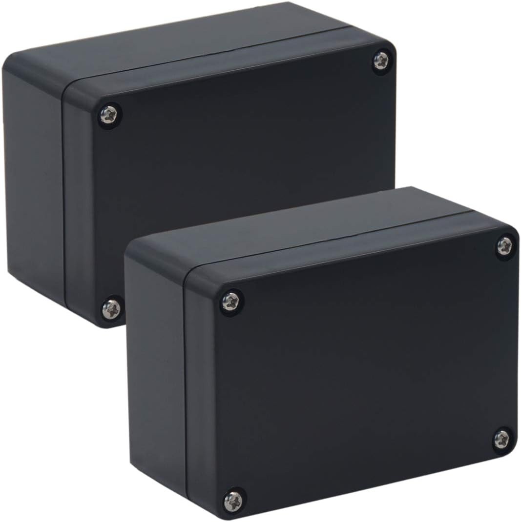 2 Pack Project Box Waterproof Plastic Junction 3.94x2.68x1.97(2Pcs), Black