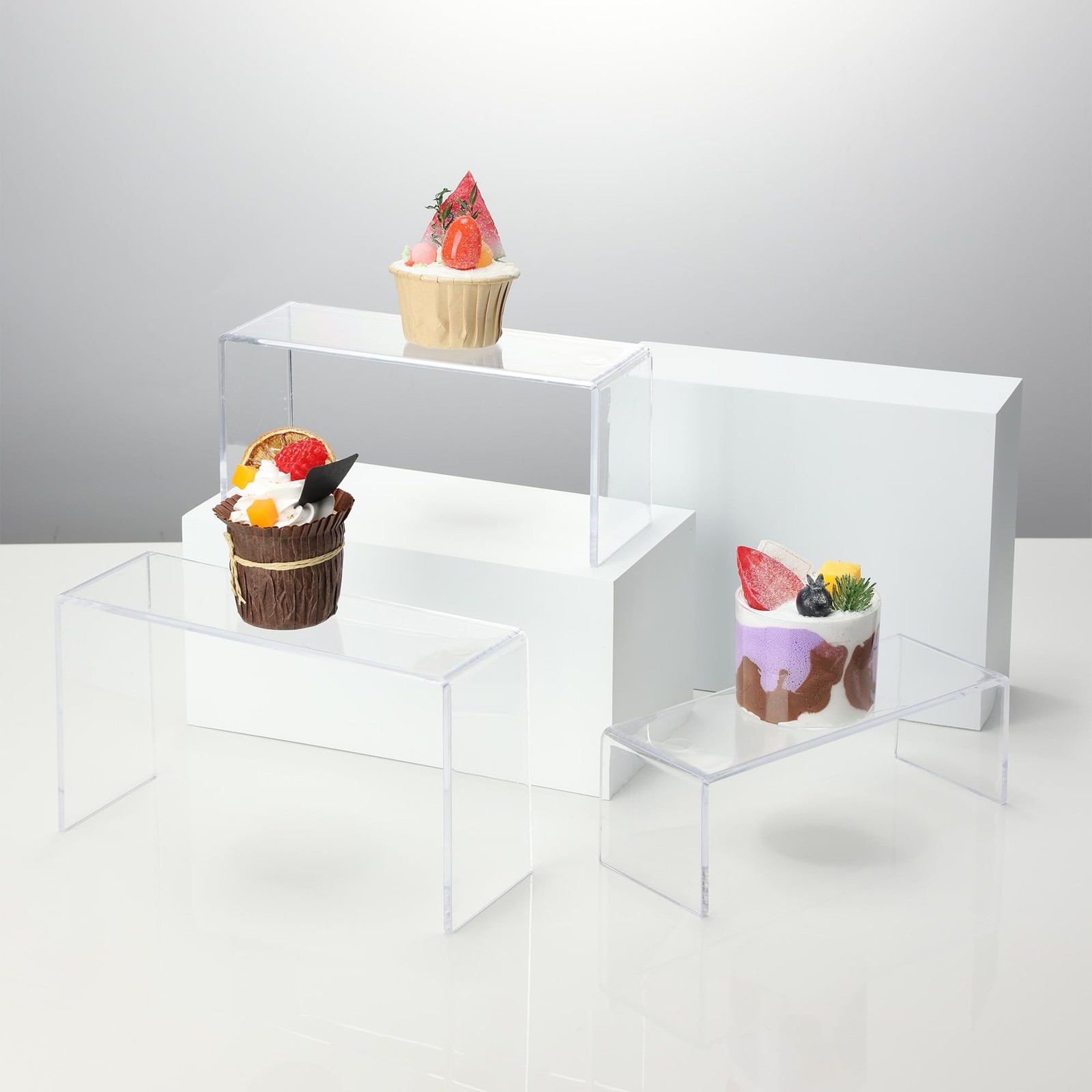 Goabroa 2 Sets 10 Pcs Clear Display Risers, Rectangular (7"-8"-9" L) Risers D...