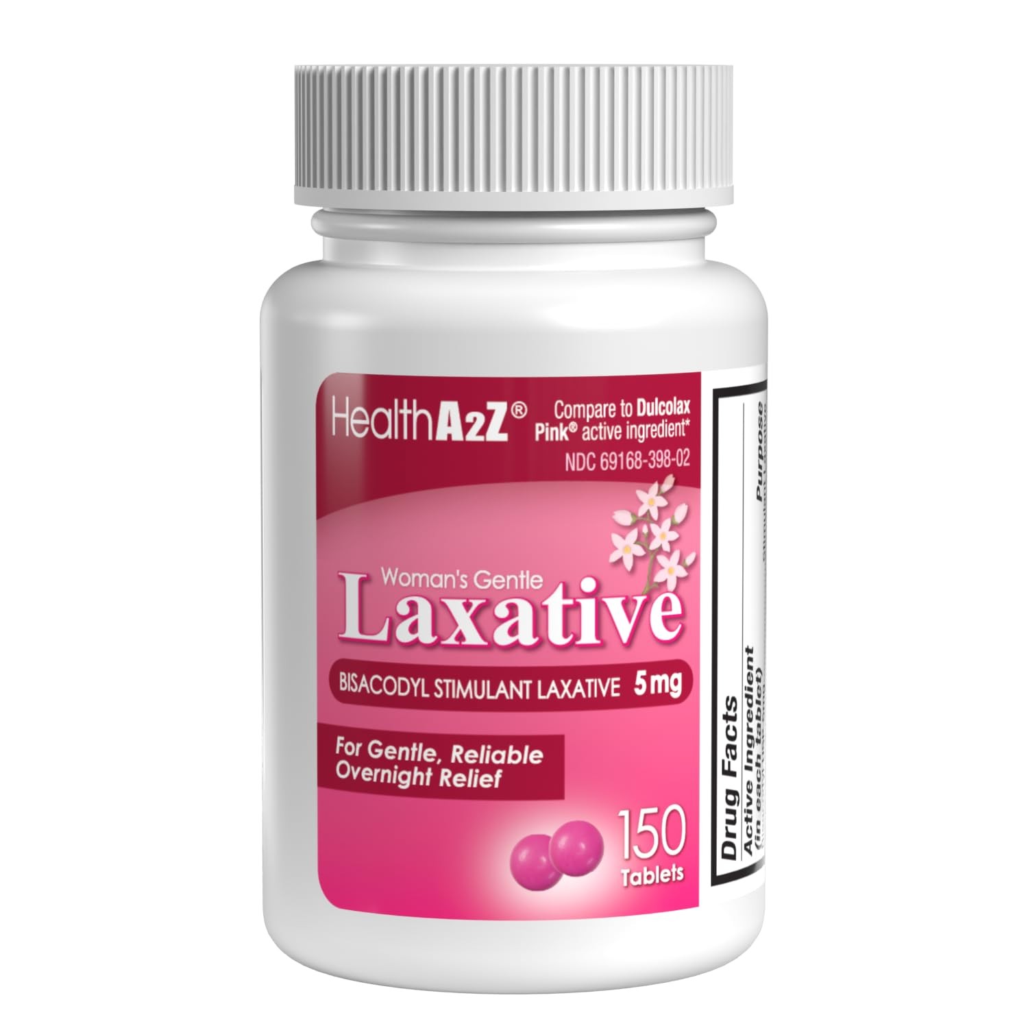 HealthA2Z® Woman's Gentle Laxative | Bisacodyl Stimulant 150 Tablets, Pink
