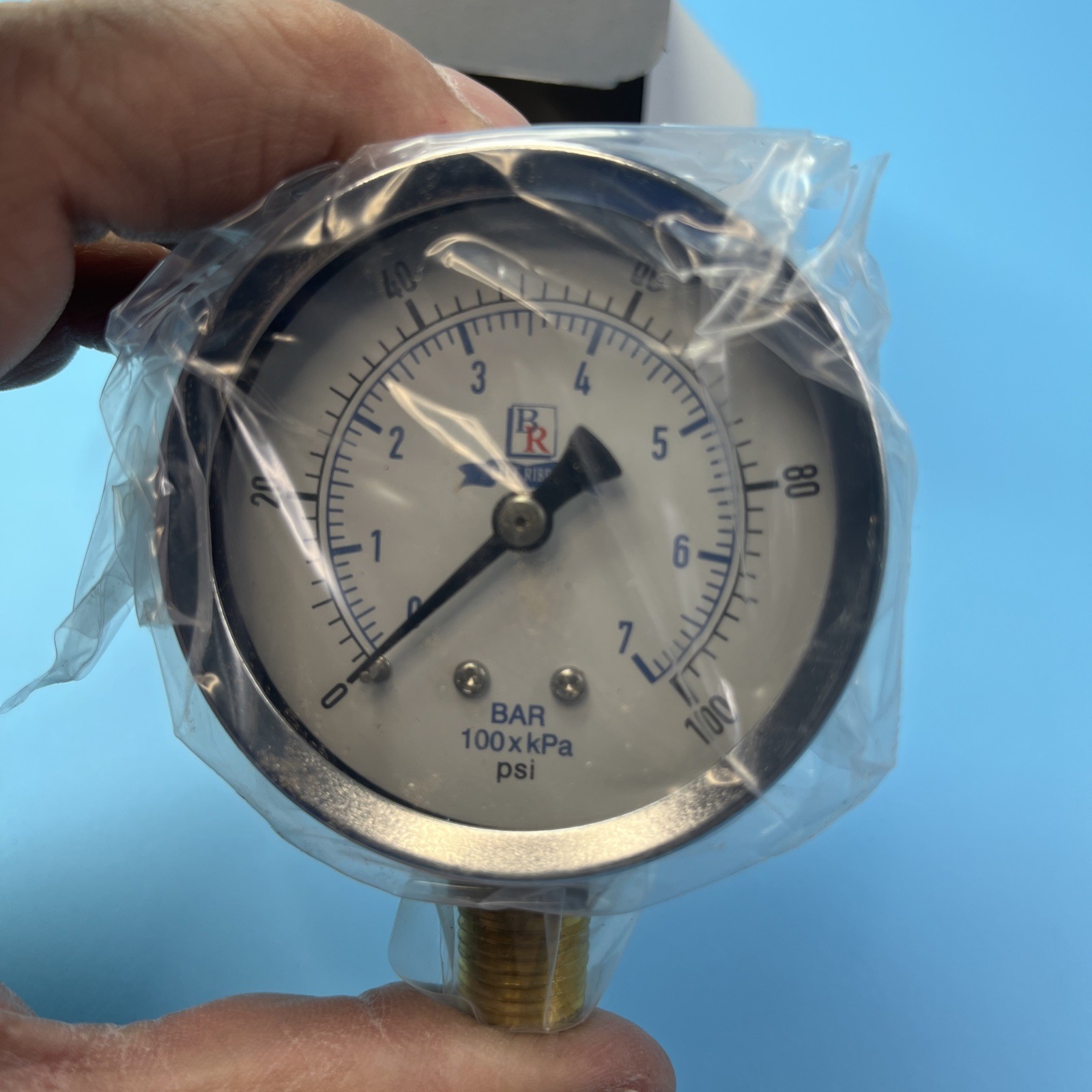 BLUE RIBBON BR101D-254E Gauge, 2½" - ¼" NPT(M)LM 0-100 PSI (NEW in BOX)