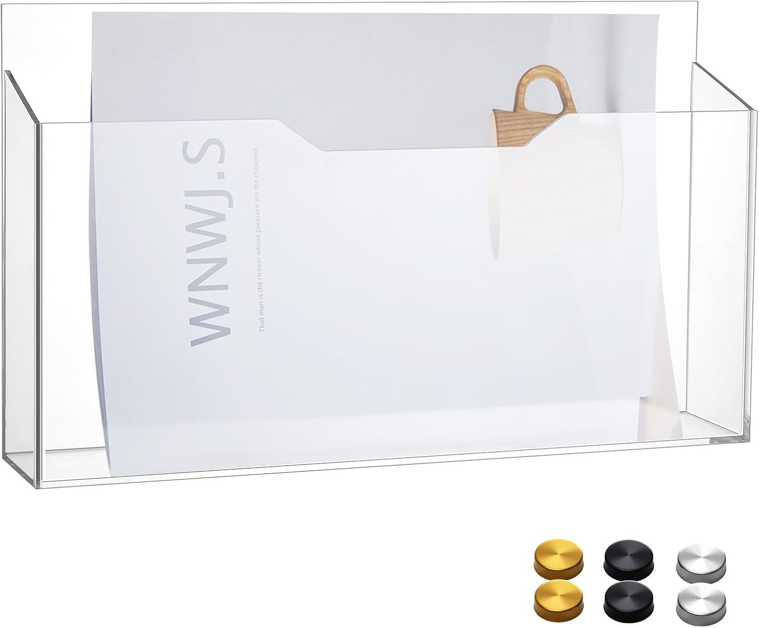 1 Pack 14"x8.3"x2.4" Clear Acrylic Wall File Holder Organizer Wall Mount Magazin