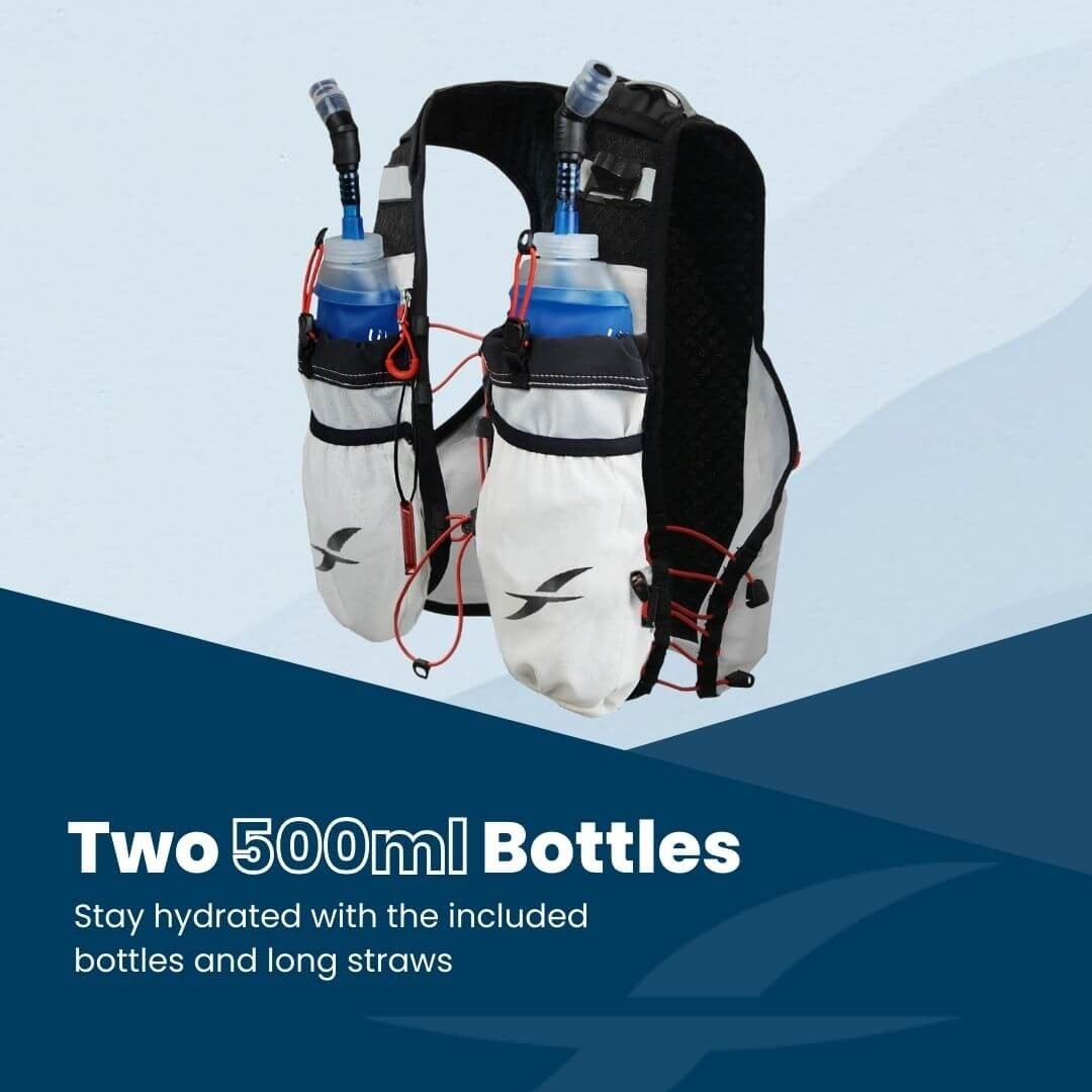 Fitletic Trail 2.5 HydraVest Running Hiking Hydration Vest w/ 2 Soft Flasks
