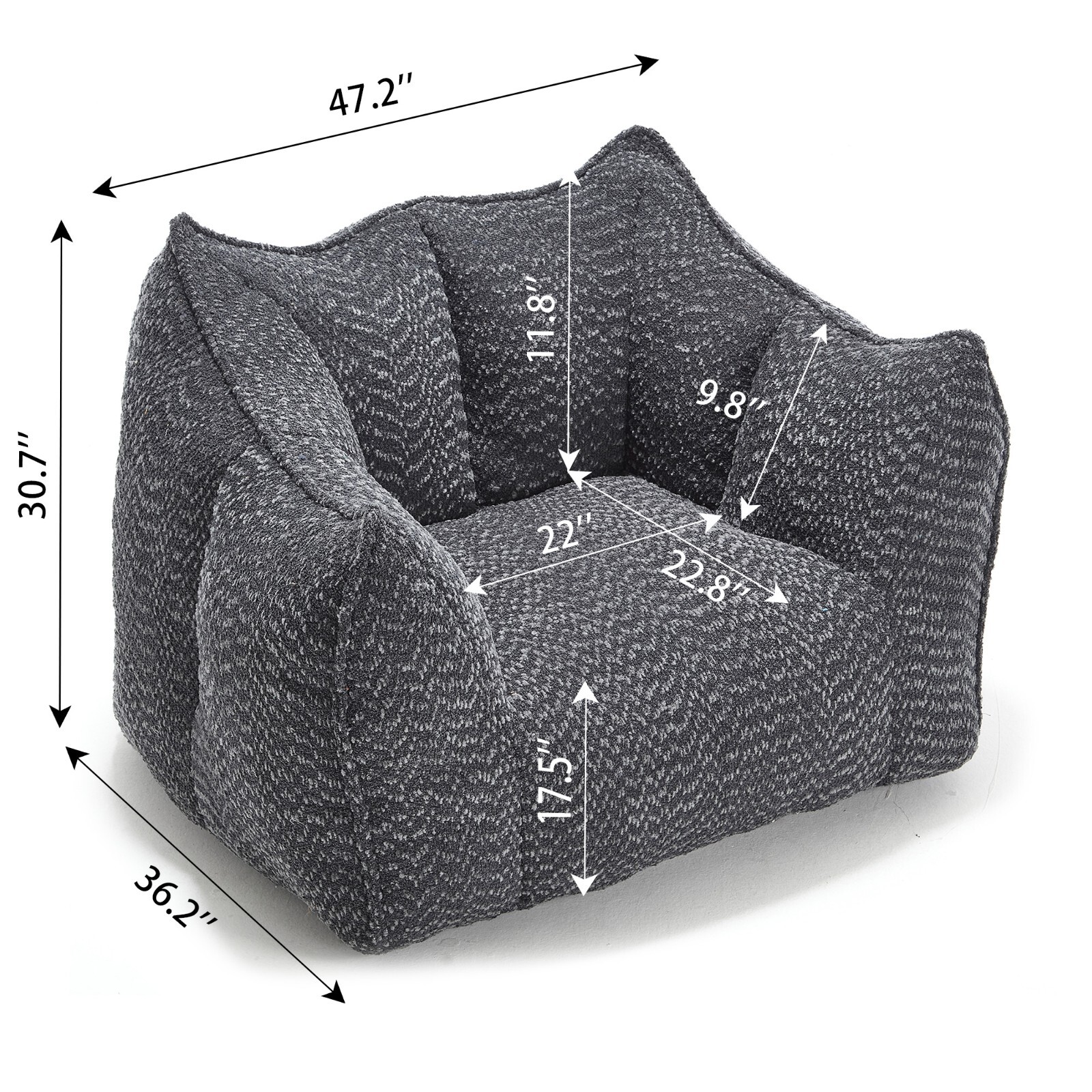 Sofa chairs with highly resilient foam for living rooms and bedrooms Black
