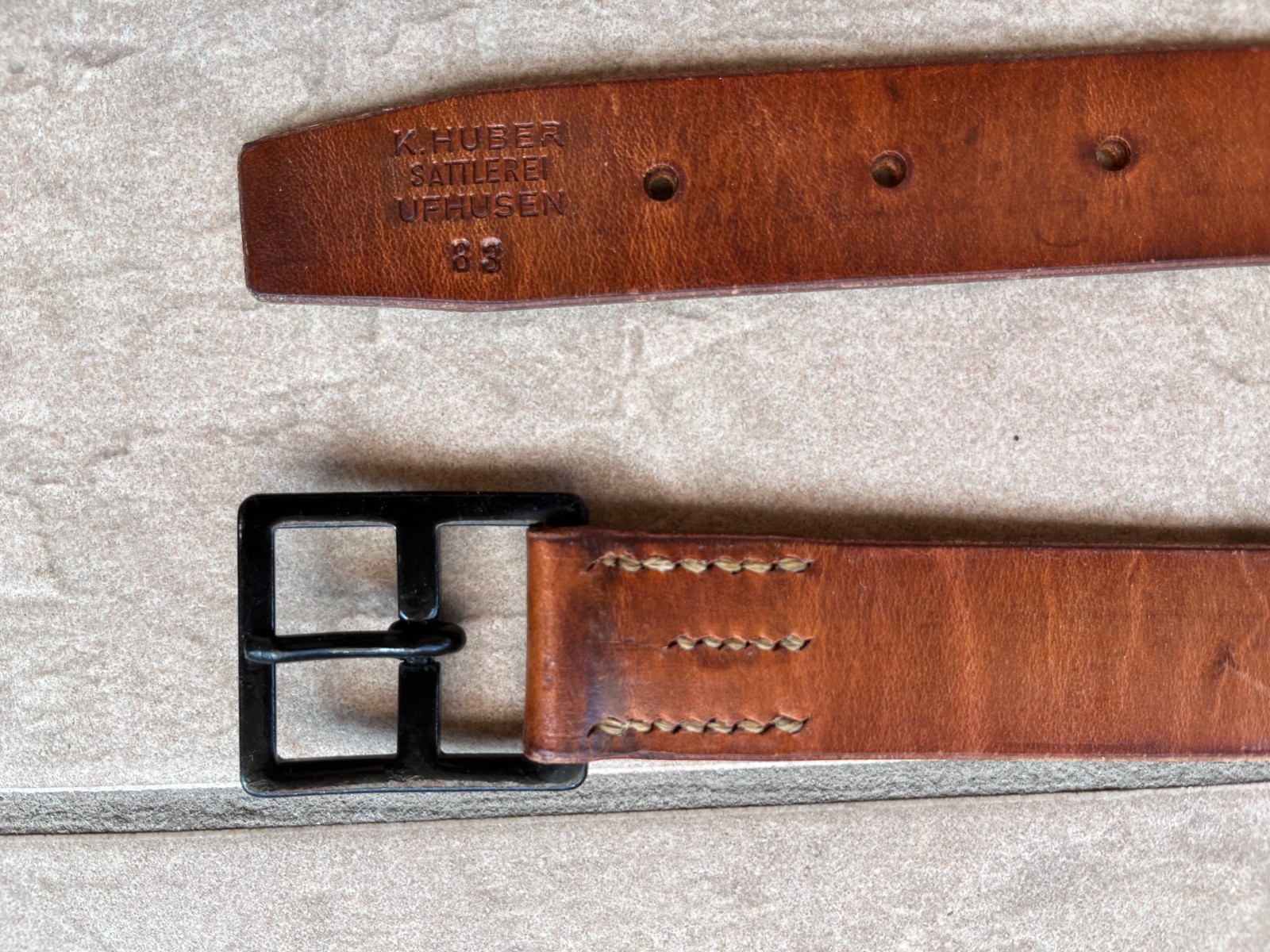 80s Swiss Army Leather Field & Dress Belt - 100cm Waist 30-34 (3)