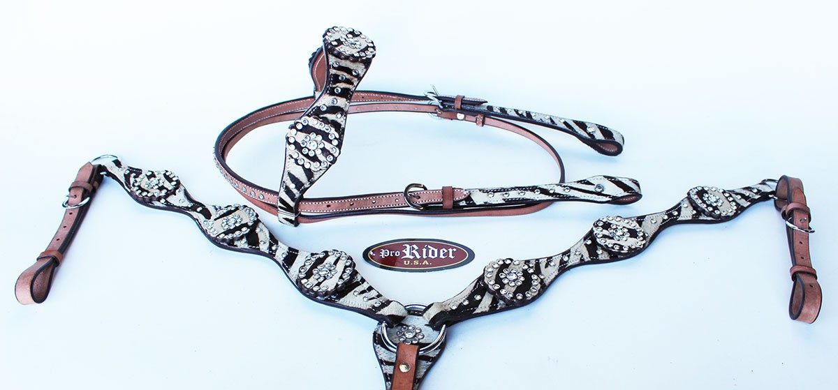 Horse Show Tack Bridle Western Leather Headstall Breast Collar 8511B
