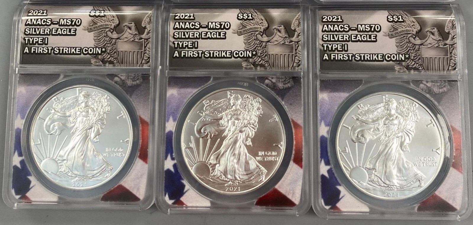 2021 ANACS MS70 First Strike US 1ozt .999 Silver Eagle $1  3  T-I Coins  G8
