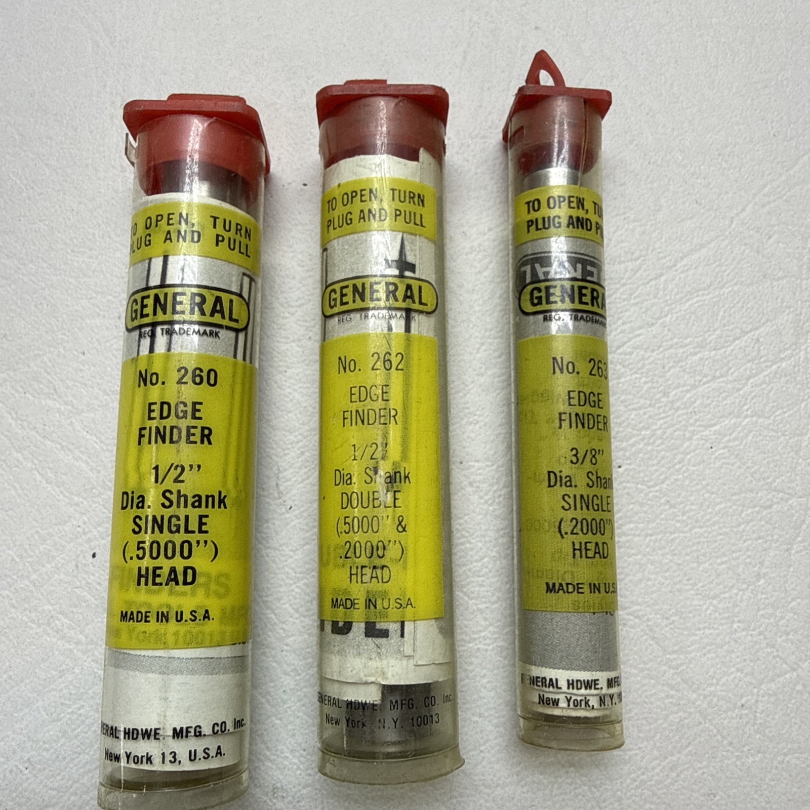 VtG 3 General Tools Edge Finders-1/2”Single-1/2”  Double & 3/8” Single