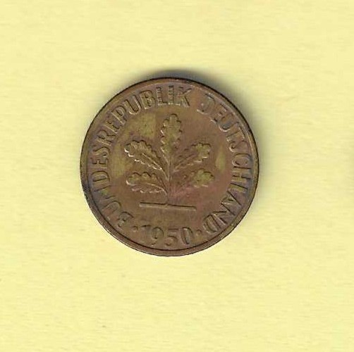 1950D German 10 Pfennig VF.30