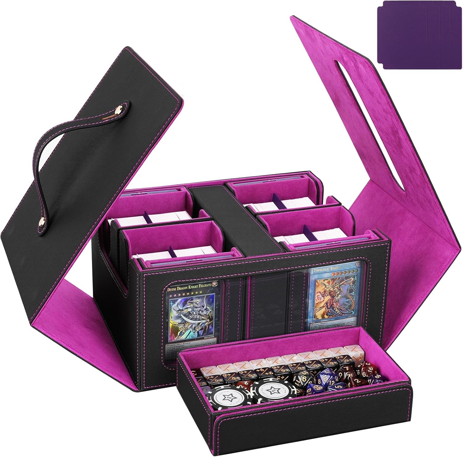 Card Deck Box for MTG with Commander Display,5in1 Card Storage Box Fits 400+Doub