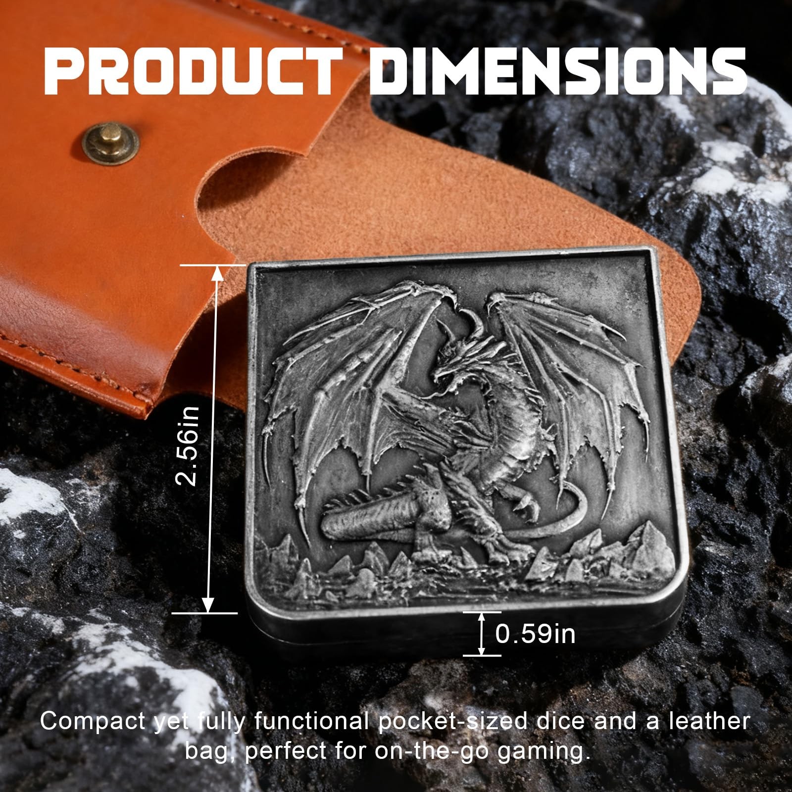 7-in-1 DND Pocket Spinner Dice Set, Foldable Flip Dice with Delicate Dragon Iron