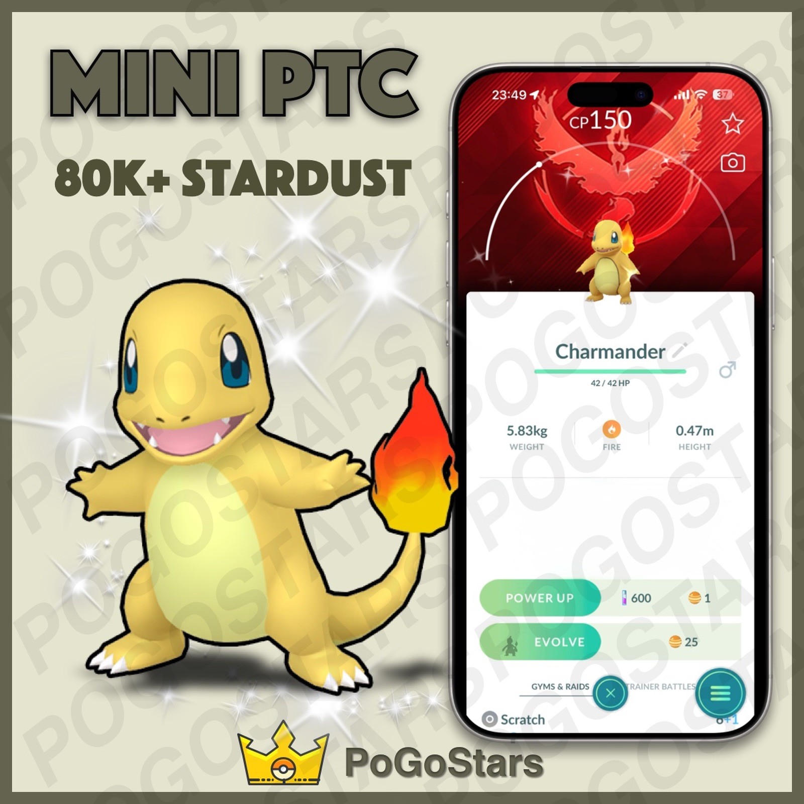 Pokémon PTC Go - Shiny Charmander - Team Valor✨Special Background✨