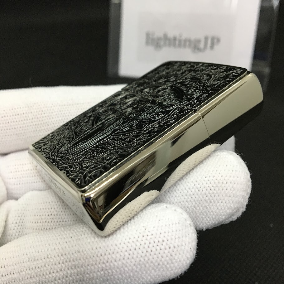 Zippo Oil Lighter Maria Black Silver Metal Paste Regular Case Japan