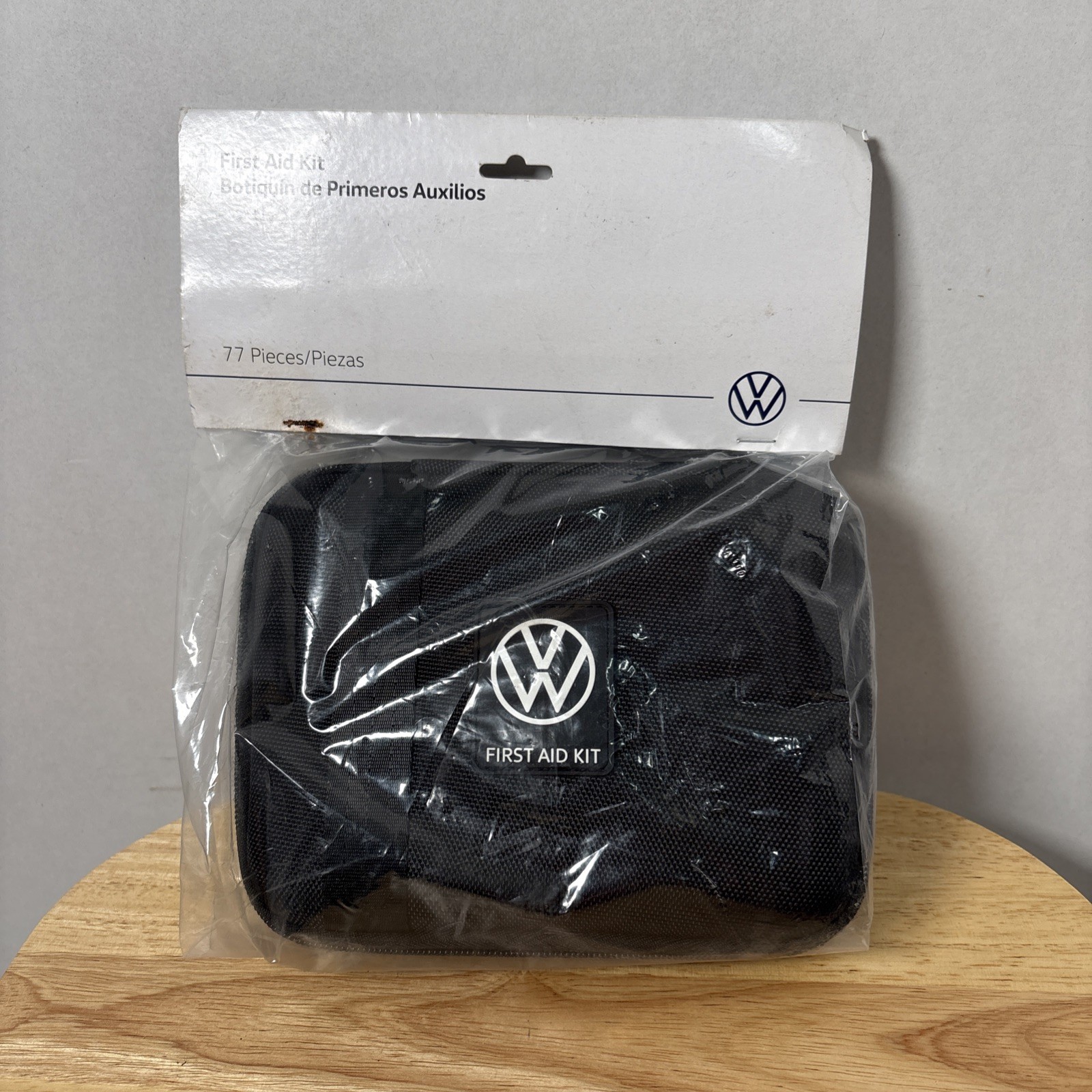 Official OEM Volkswagen First Aid Kit 77 Pieces VW Logo Black Zipper Pouch New