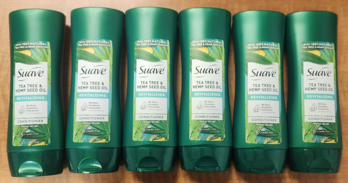 6 Suave Tea Tree & Hemp Seed Oil Revitalizing Conditioners 12.6 oz. Each
