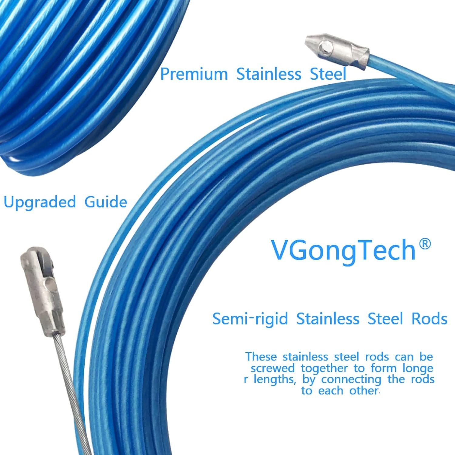 30M 100ft Fish Tape Cable Puller Kit Through Wall Wire Guide Device 4mm PET E...