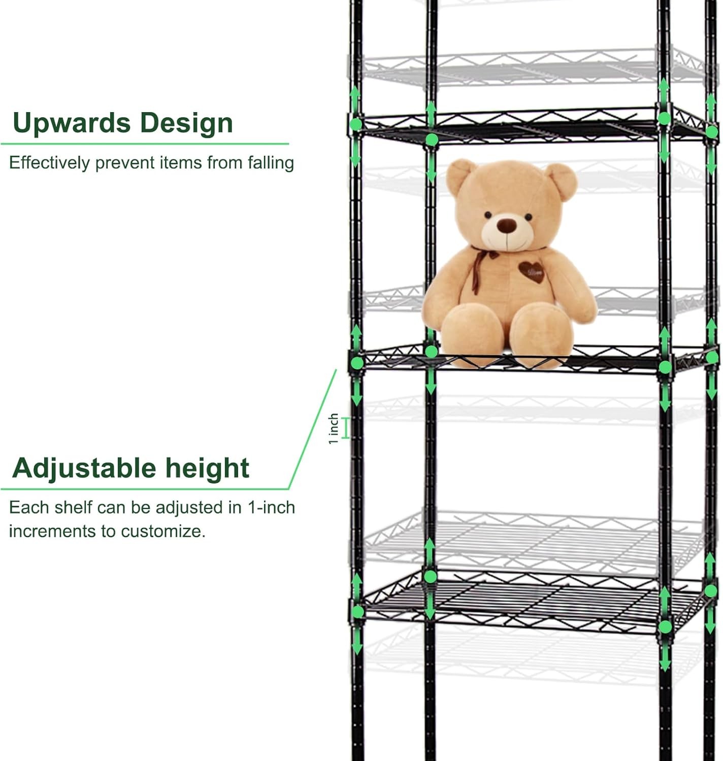 6-Wire Shelving Adjustable Shelves Standing Storage Shelf Laundry Bathroom