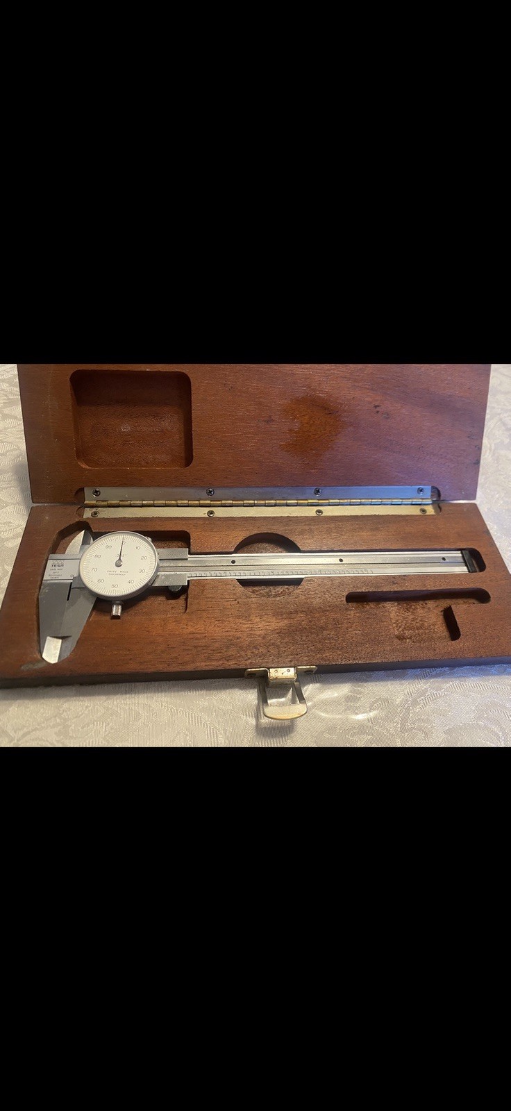 Vintage TESA Swiss Made 0-6" Dial Caliper with Wooden Case – For Parts or Repair