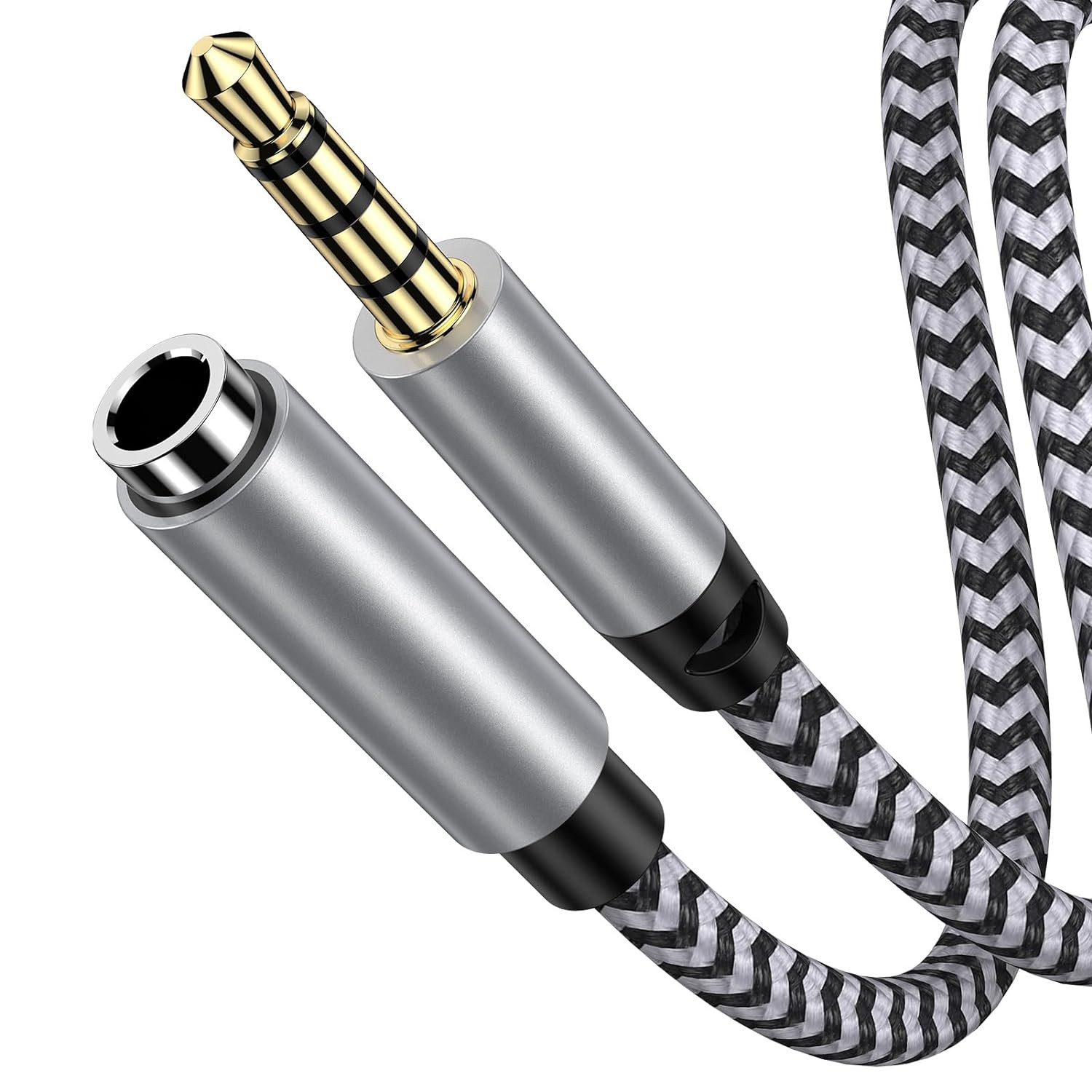 6FT 3.5Mm Male to Female Stereo Audio Extension Cable with Microphone Adapter