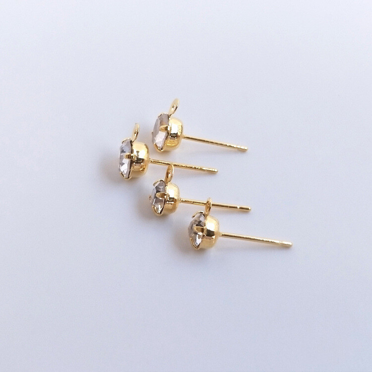 10pcs CZ Pave Round Stud Earrings,Cubic Zirconia Circle Earring With Loop