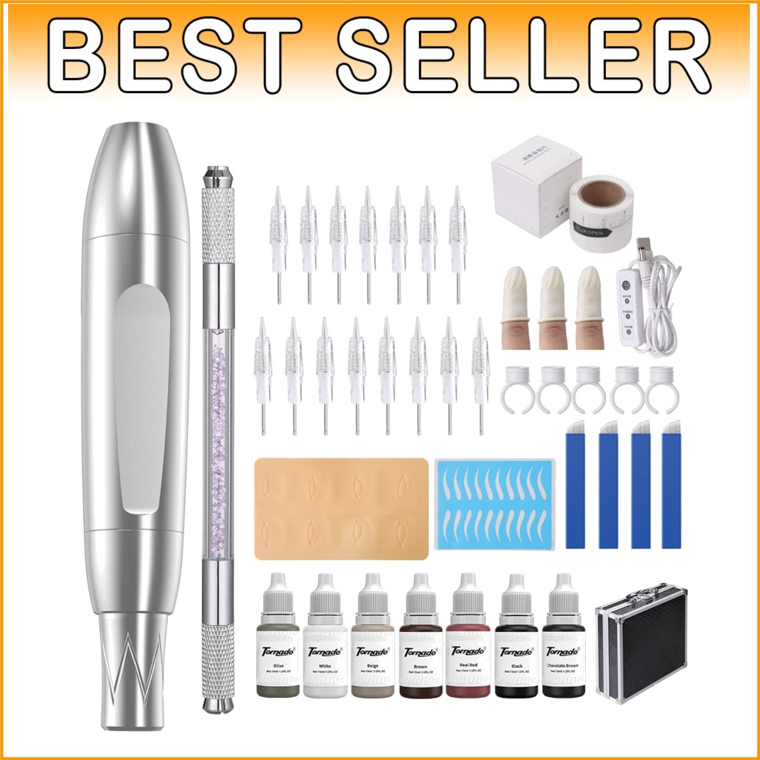 Complete Microblading Kit with Water-Resistant Makeup Pen - Ideal for Beginners-