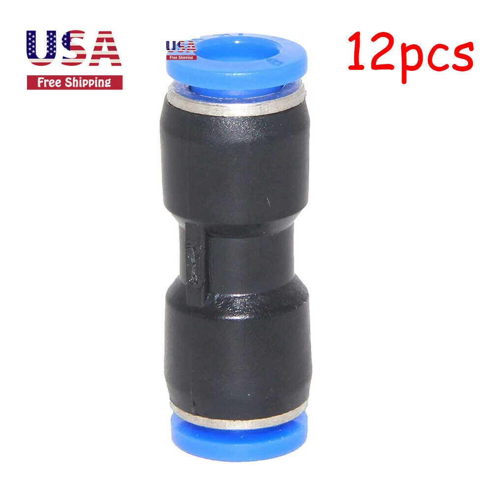 Push to Connector 5/32"Tube OD Pneumatic Quick Adapter Tubing Pipe Fitting 12Pcs