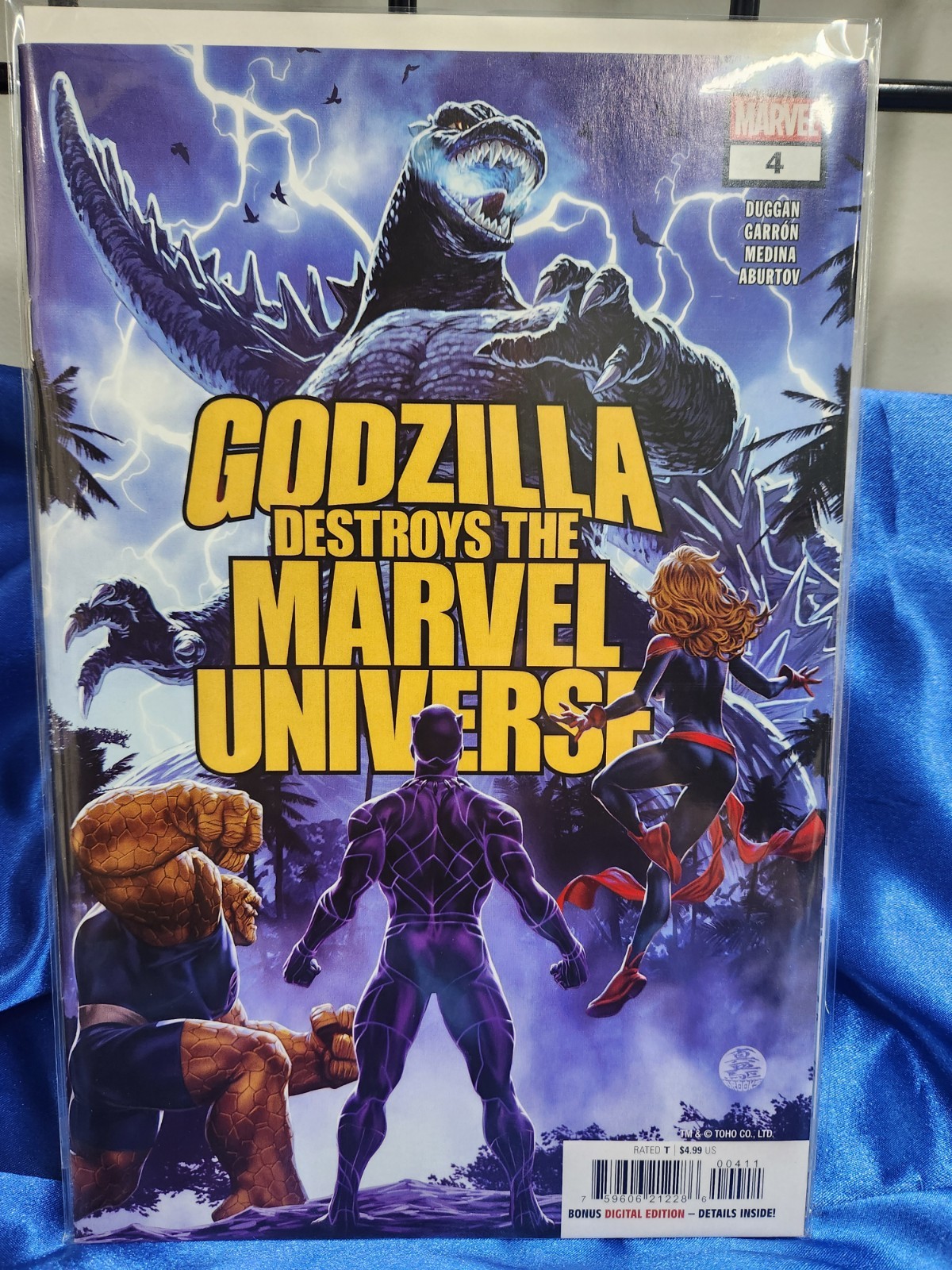 Godzilla Destroys the Marvel Universe #4A. We Combine We Pack Well