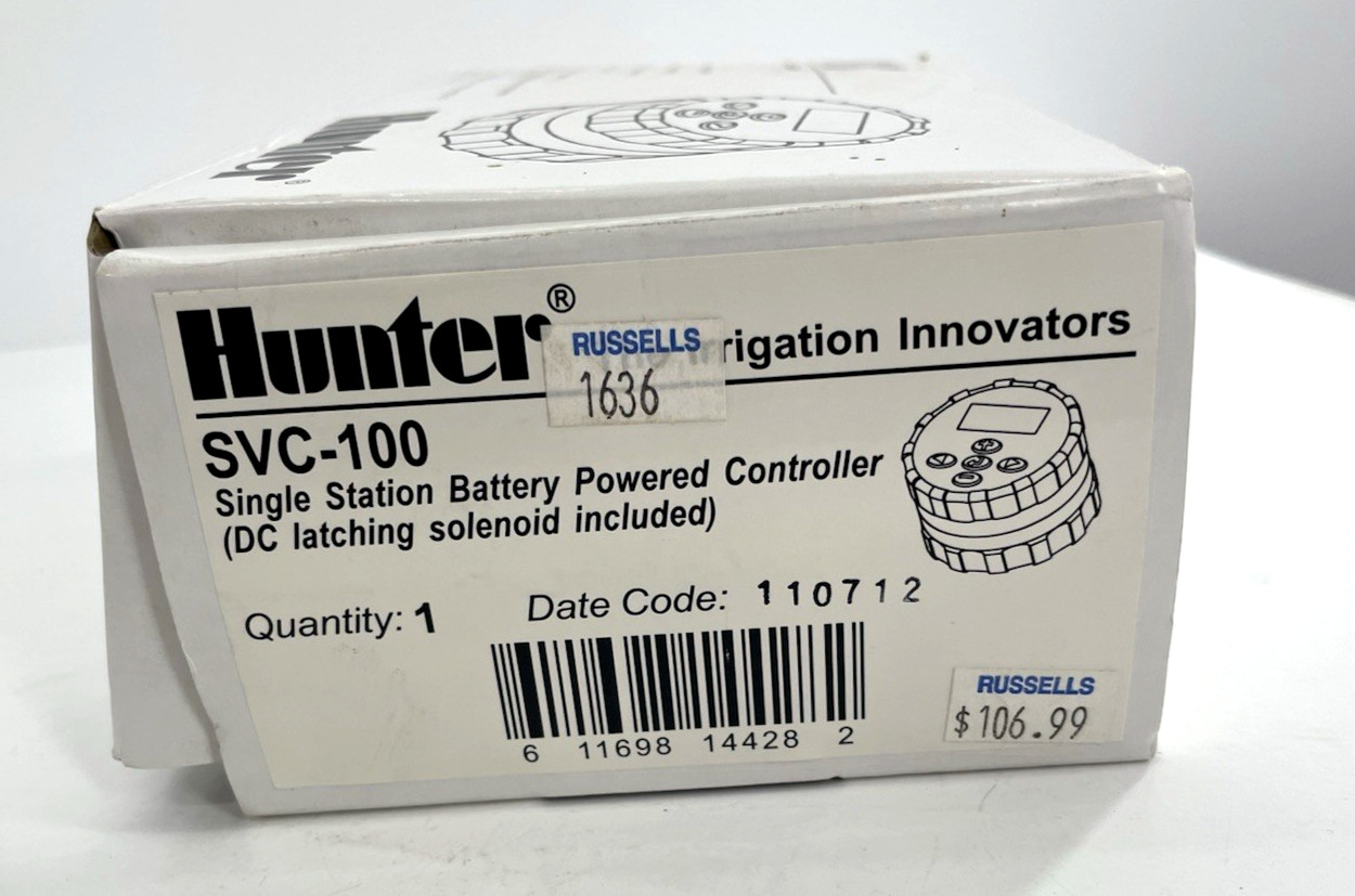 Hunter Single Station Battery Controller Timer SVC-100 DC Latching Solenoid
