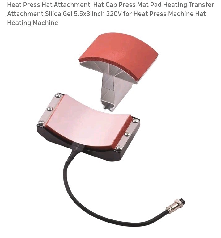 Heat Press Hat Attachment. Hat Cap Press Mat Pad Silica Gel 5.5 x 3'' 220V