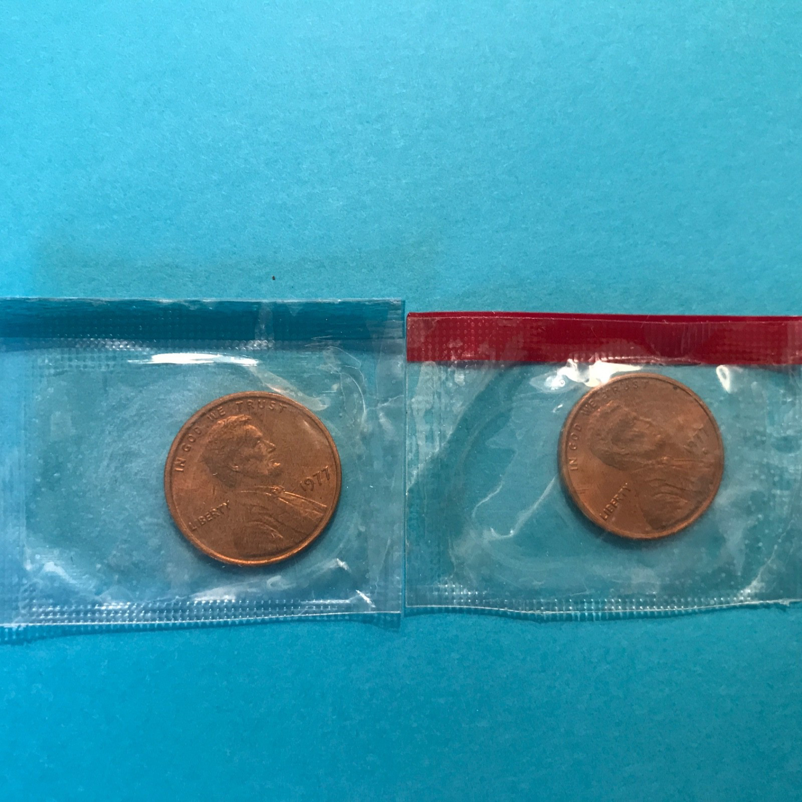 1977 P&D Lincoln Cents Unc  FREE SHIP   Mint Cello