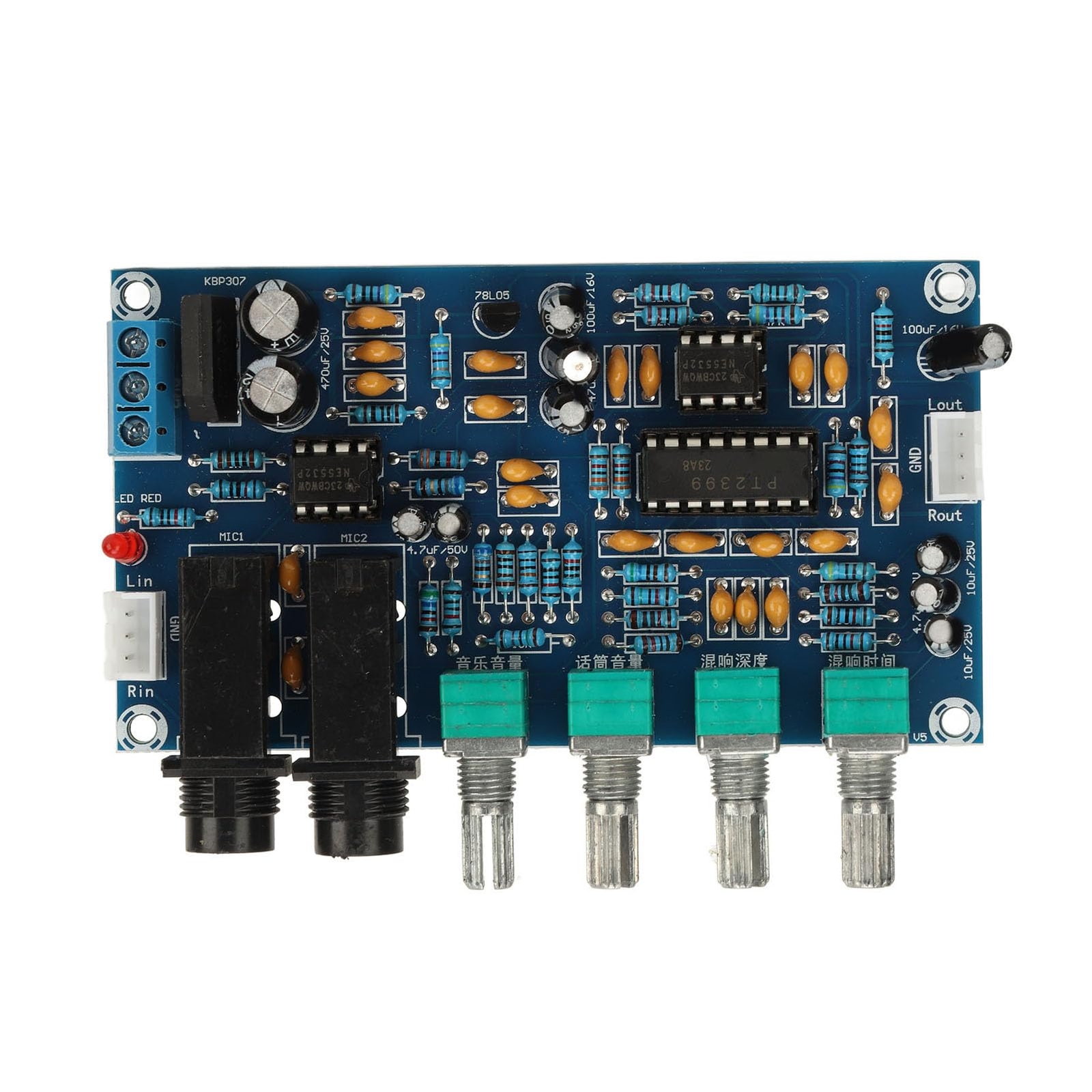 Reverberation Board Microphone Reverb Plate PT2399 Chip PCB Microphone Reverb...