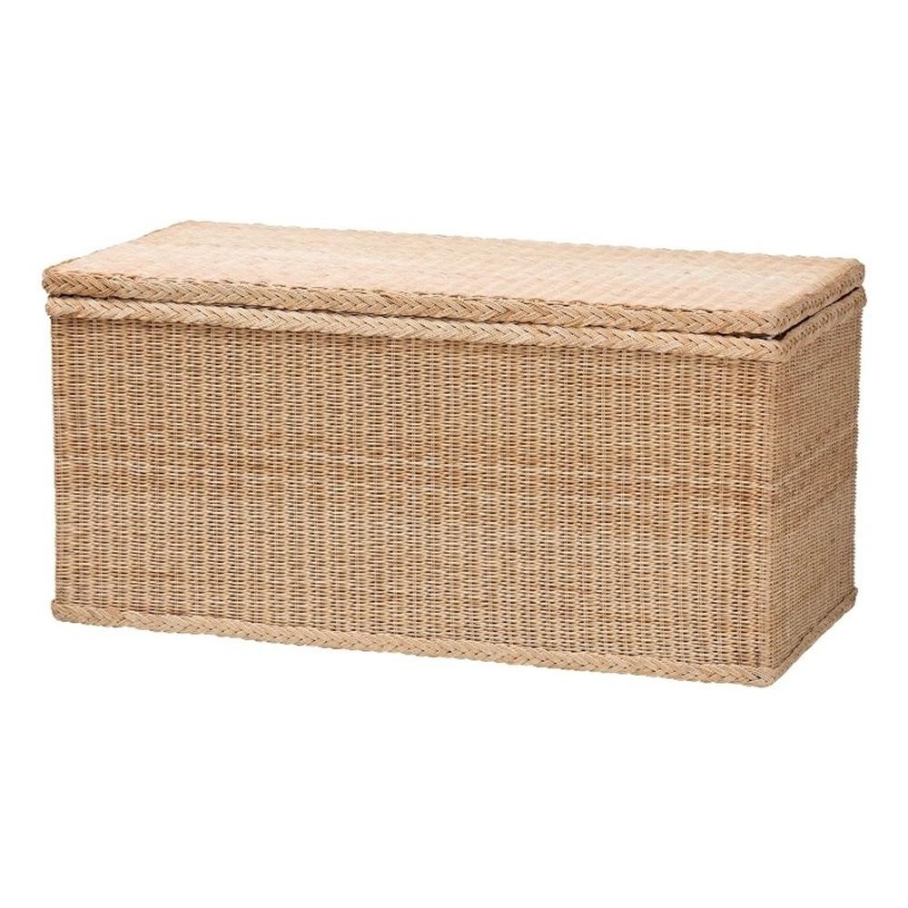 bali & pari Caden Braided Natural Rattan Chest with Lift-top Lid