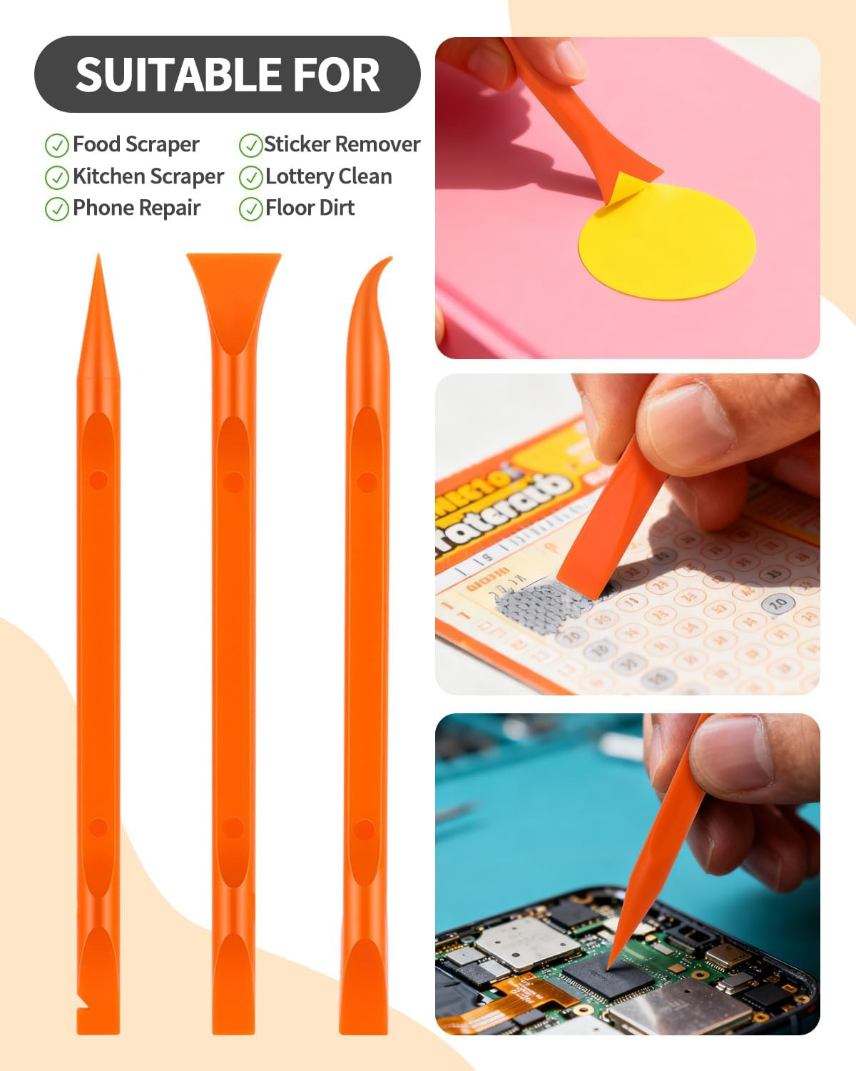 12 PCS Carbon Fiber Plastic Scrapers Tool Non-Scratch Scraper Tool for Tight Sp