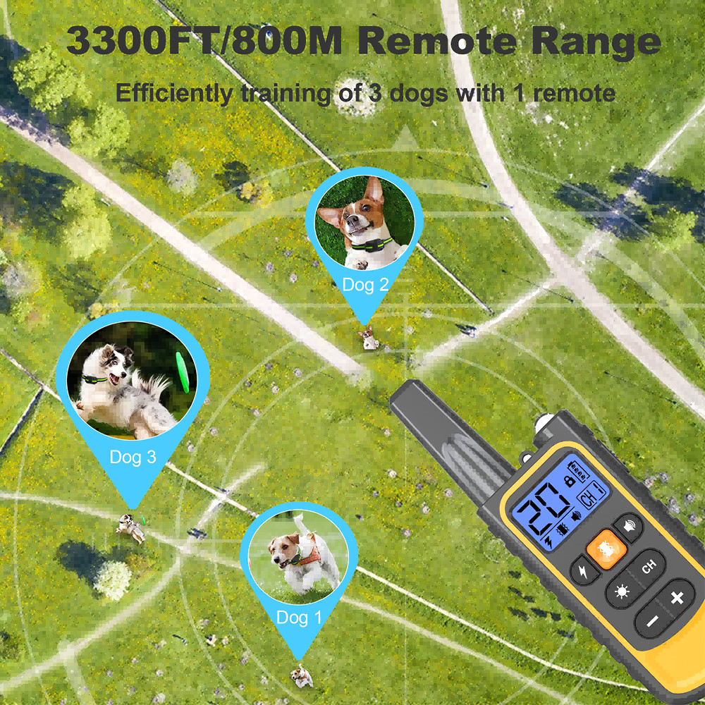 3300FT Dog Training Collar Remote Shock 3 Training Modes Waterproof Rechargeable