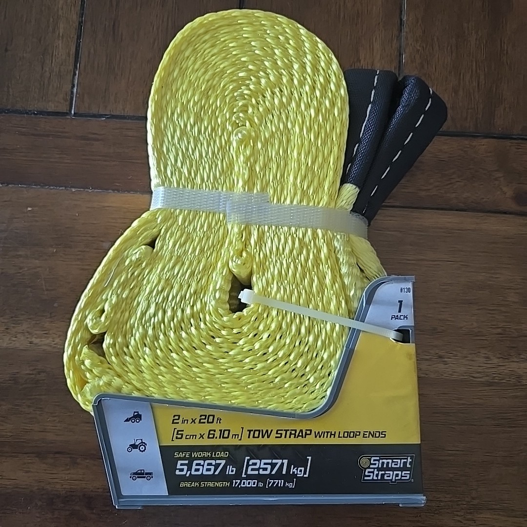 Smart Straps 20 ft Tow Strap With Loop Ends NEW