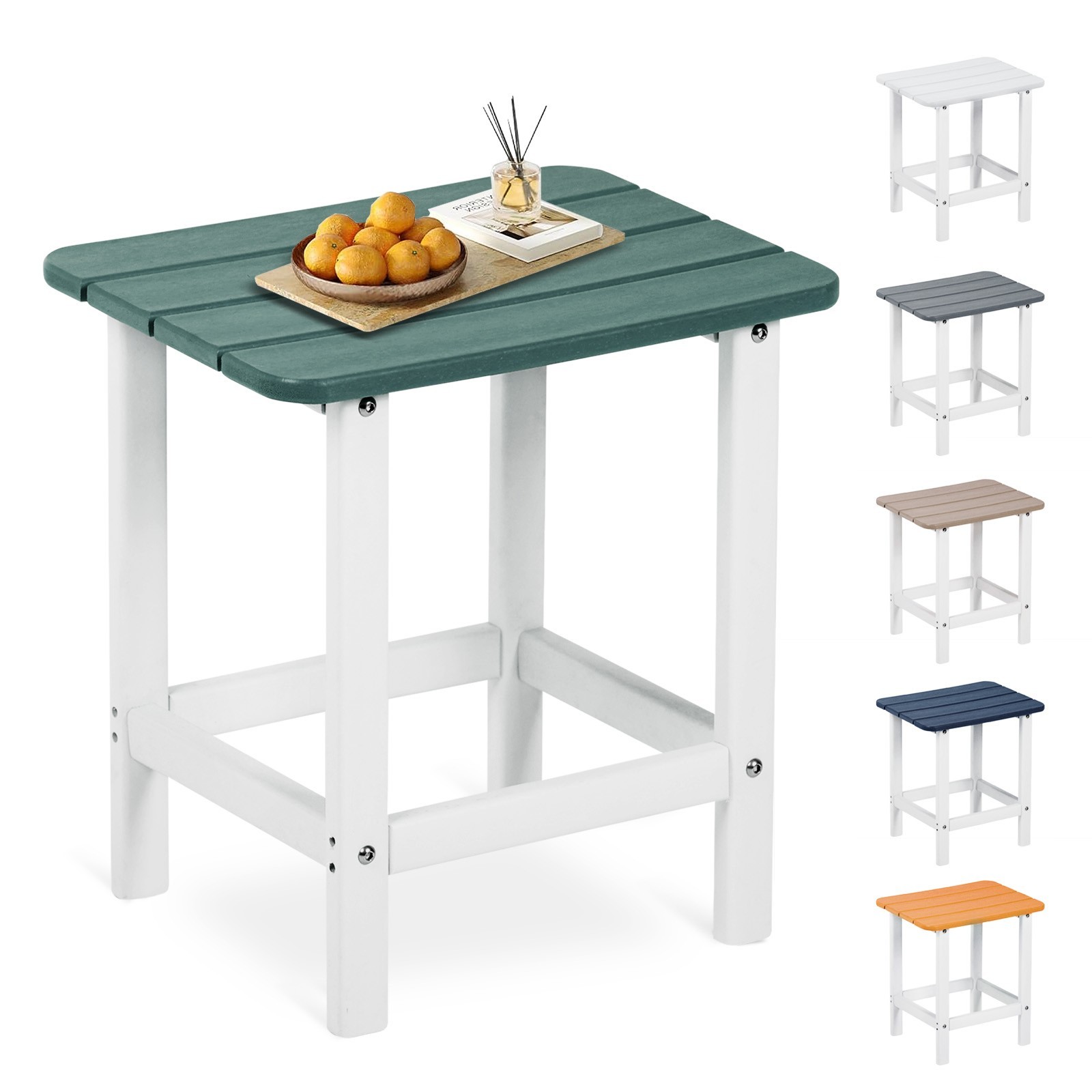 Aoodor HDPE Adirondack Rectangular Outdoor Side Table End Table for Deck Porch