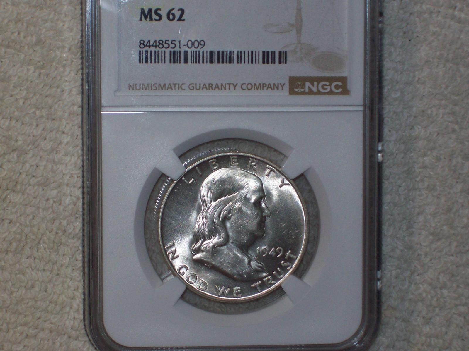 1949 D FRANKLIN HALF MS 62 NICE BELL LINES