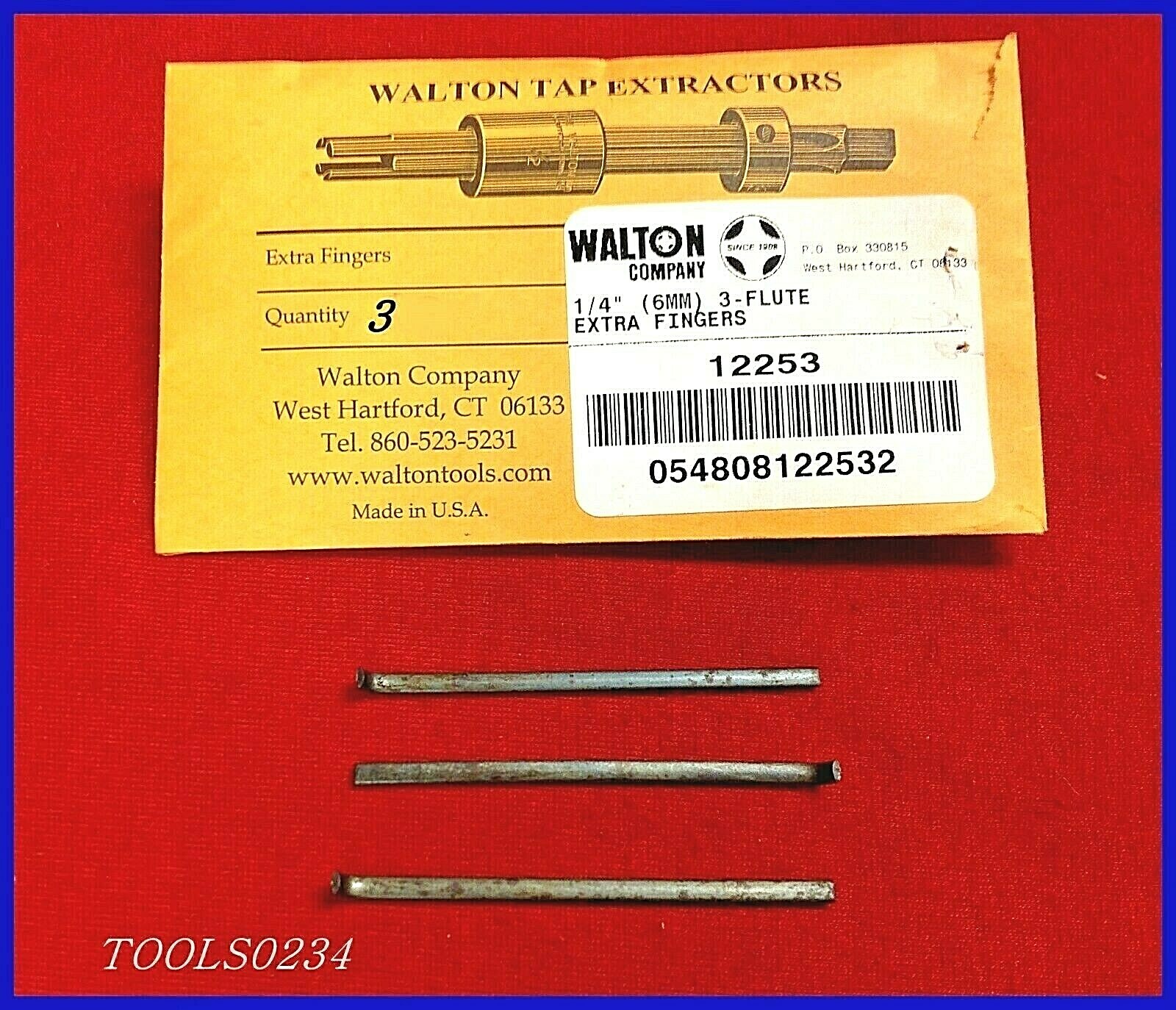 1/4 x 3 Flute Walton 12253 Tap Extractor Replacement Fingers Set of 3 Tap USA